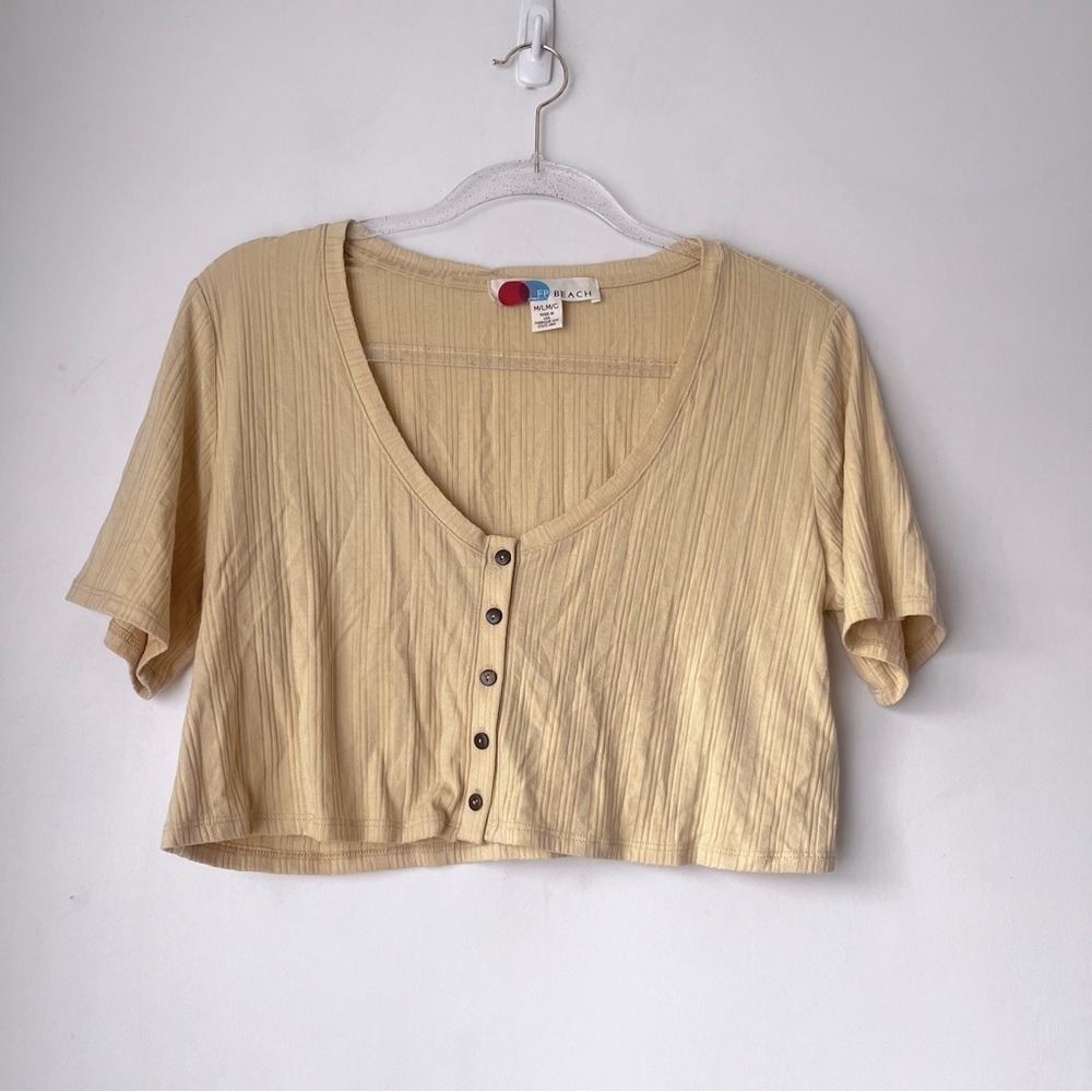 Free People Cropped Button-Front Top in Pale Yellow